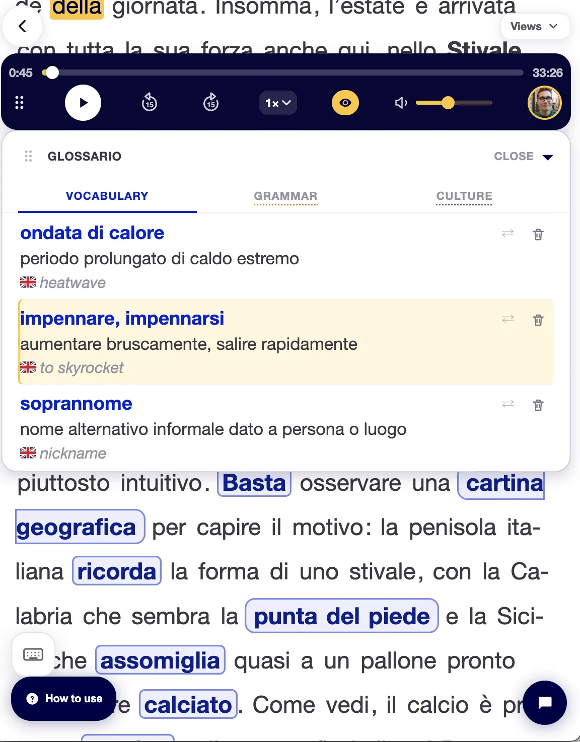 Italiano Vivo sul tablet